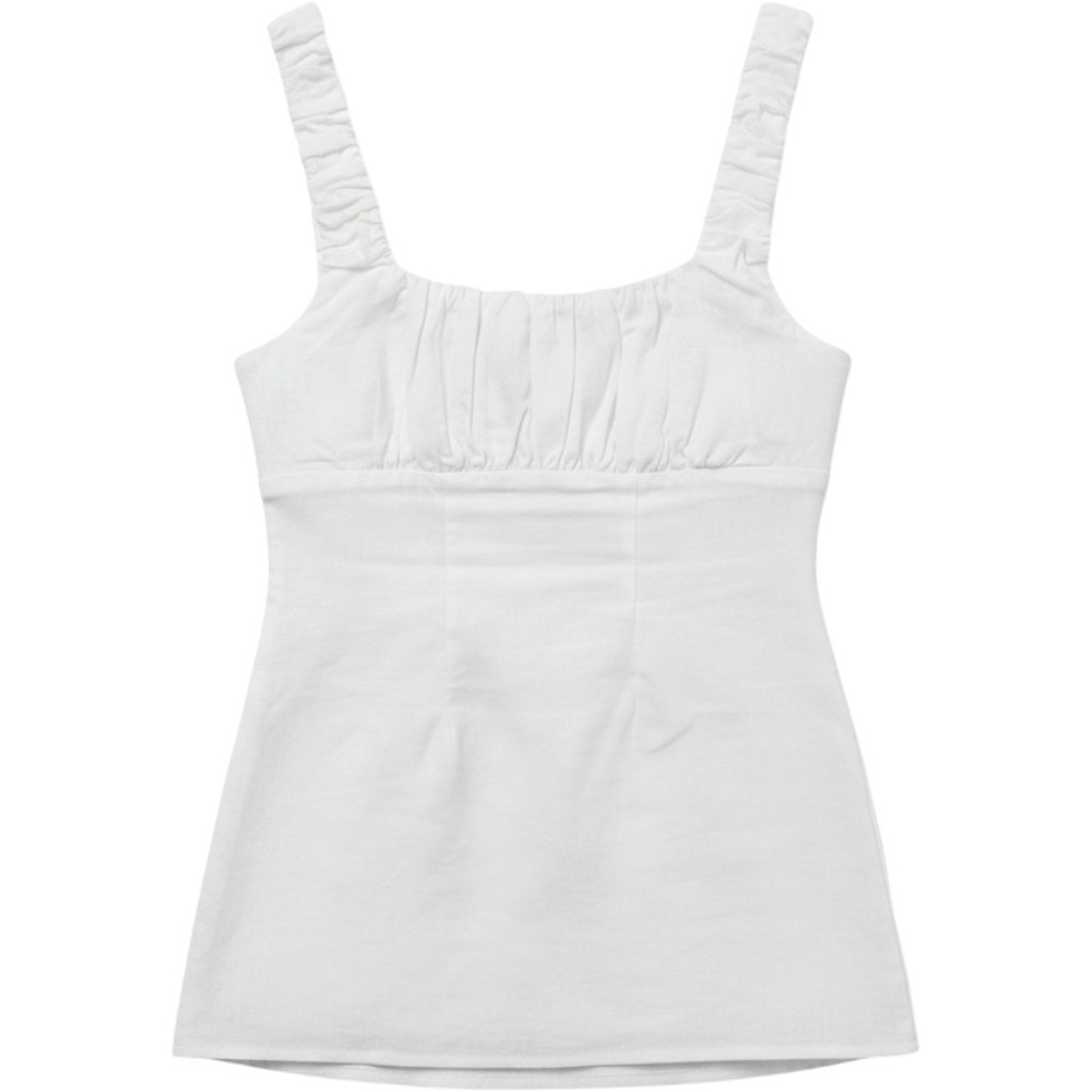 American Threads White Ruched Strap Mini Dress ST5169D Cotton Blend NWT